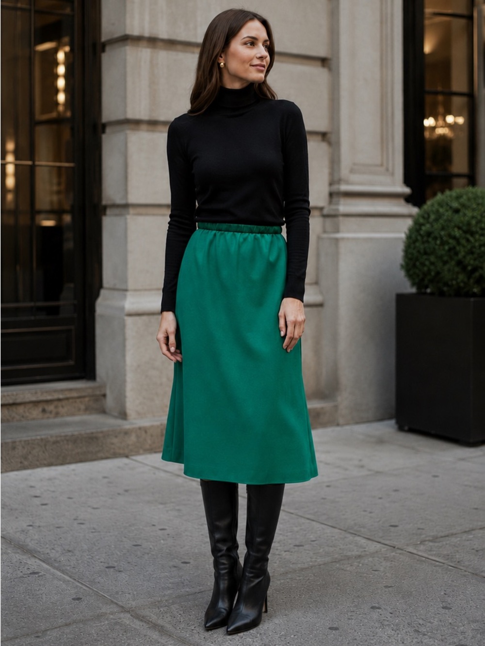 Vintage Pendleton Size 22 Emerald Green 100% Virgin Wool Midi Skirt Academia